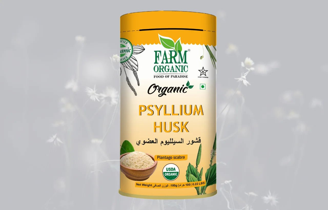 Psyllium husk in black background
