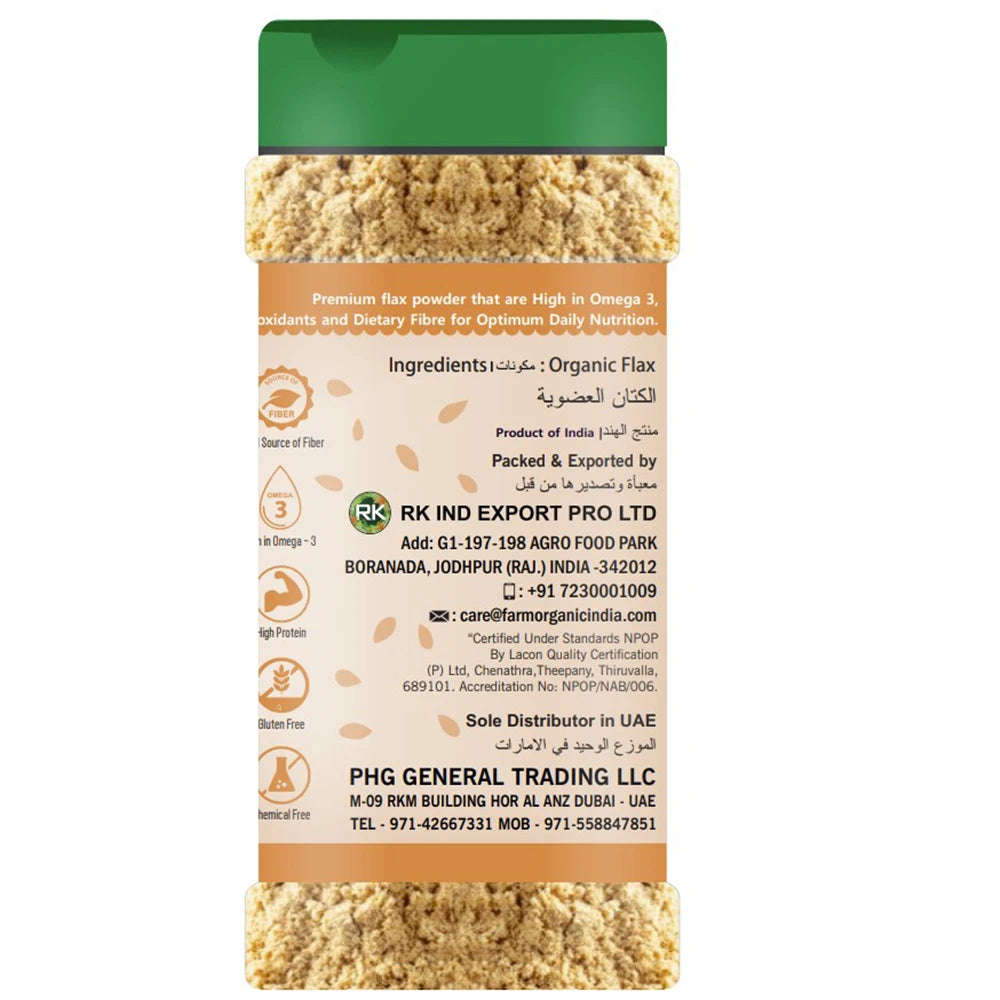 Farm Organic Gluten Free Flax Seed Powder - 100g Powder Organichub   