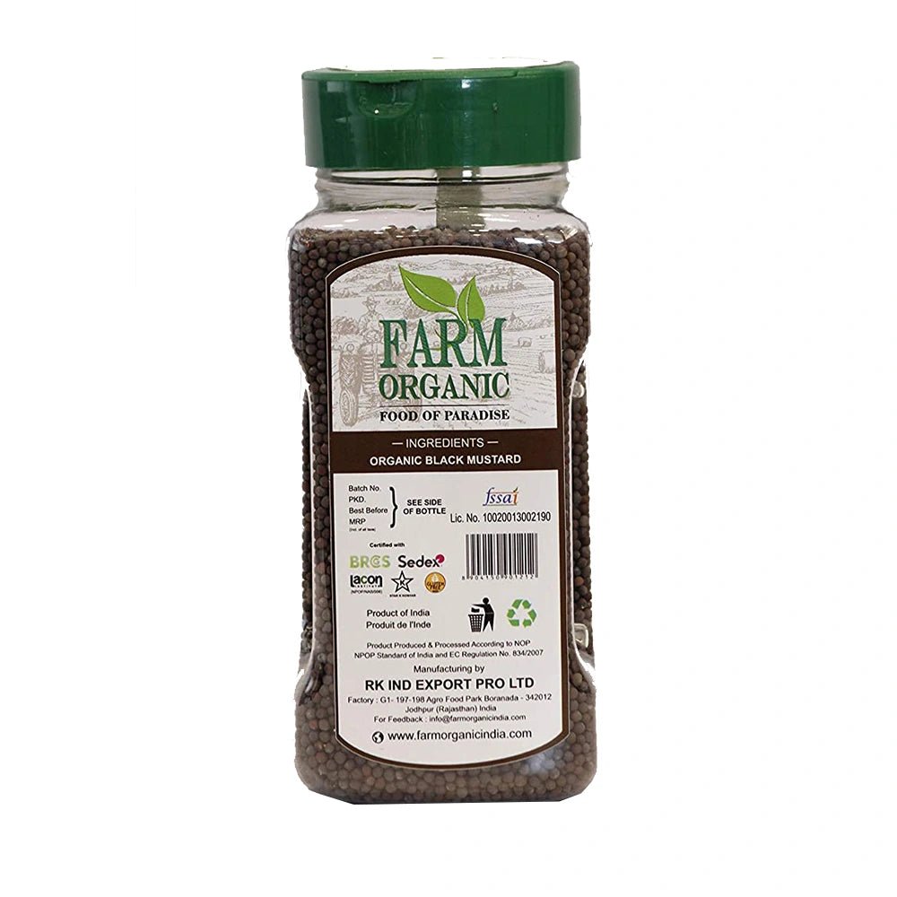 Farm Organic Gluten Free Black Mustard Seeds (Bold)-300g herbs Organichub   