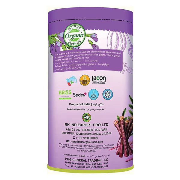 Farm Organic Gluten Free Licorice Powder (Mulethi) - 100g Powder Organichub