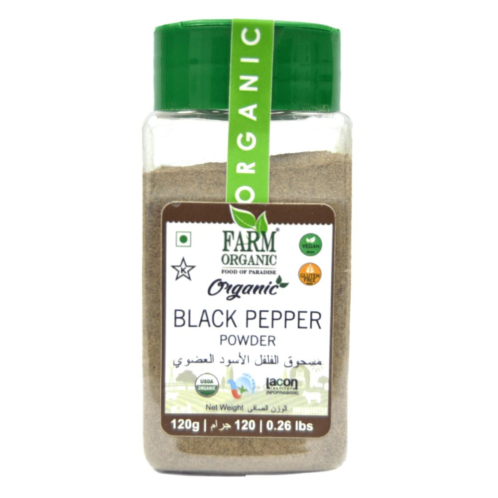 Farm Organic Gluten Free Black Pepper Powder - 120g Powder Organichub   