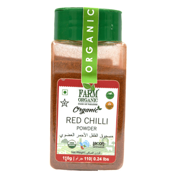Farm Organic Gluten Free Red Chili Powder - 110g herbs Organichub