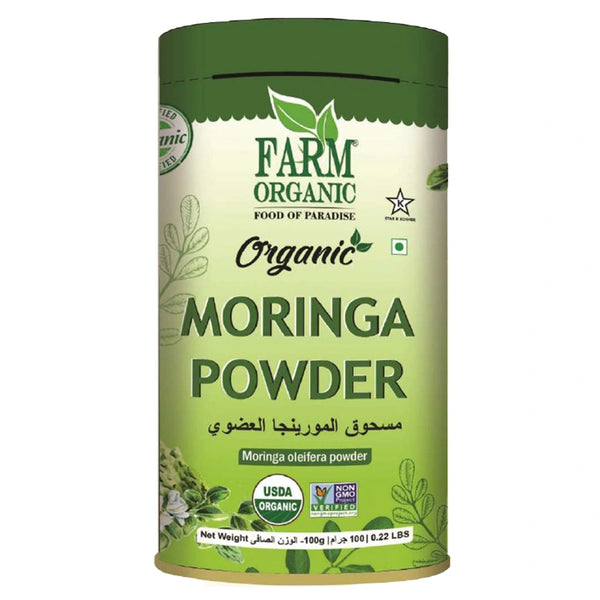 Farm Organic Gluten Free Moringa Powder - 100g Moringa Powder Organichub