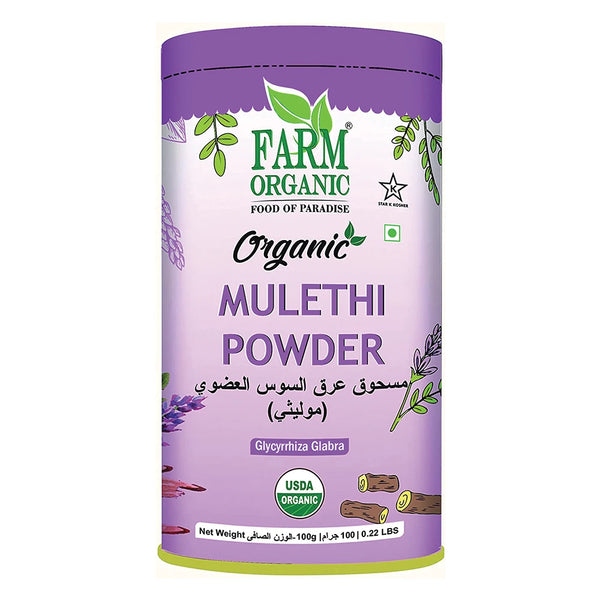 Farm Organic Gluten Free Licorice Powder (Mulethi) - 100g Powder Organichub