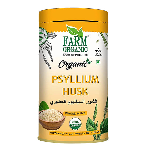 Farm Organic Gluten Free Psyllium Husk - 100 G Powder Organichub