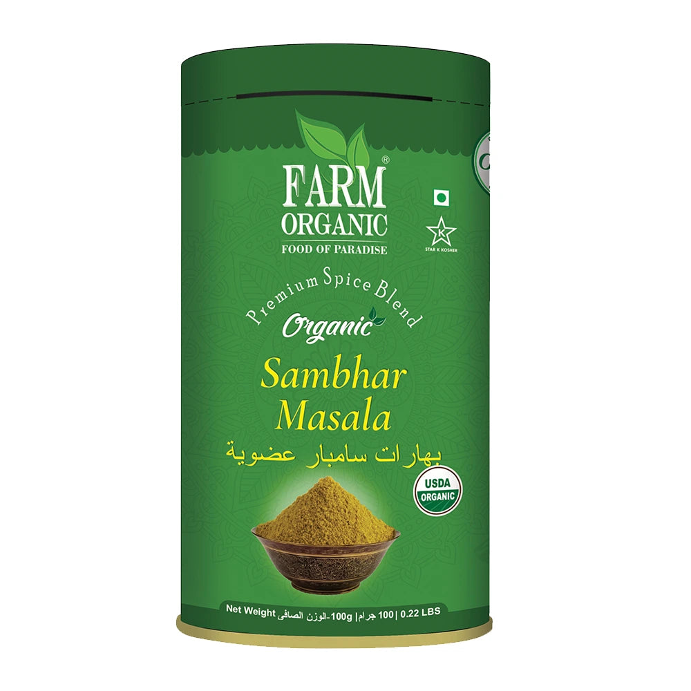 Farm Organic Gluten Free Sambhar Masala - 100g spice Organichub   