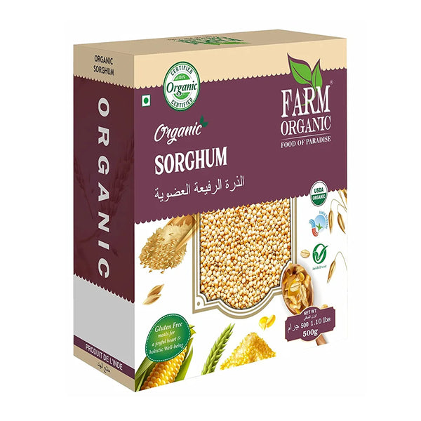 Farm Organic Gluten Free Sorghum Whole - 500gm Sorghum Whole Organichub