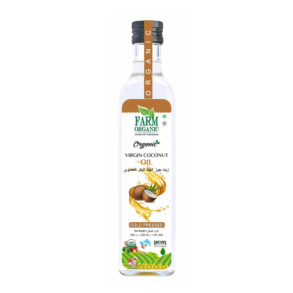 Farm Organic Gluten Free Virgin Coconut Oil - 500ml (Cold Pressed) Coconut Oil Organichub 500 ml  