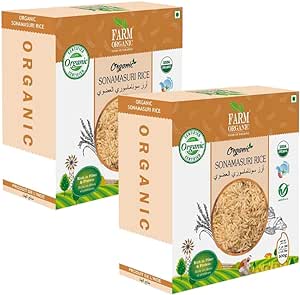 Farm Organic Sonamasuri Rice 500g (Pack of 2)  Organichub   