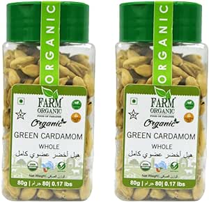 Farm Organic Green Cardamom Whole 80g Combo (Pack of 2)  Organichub   