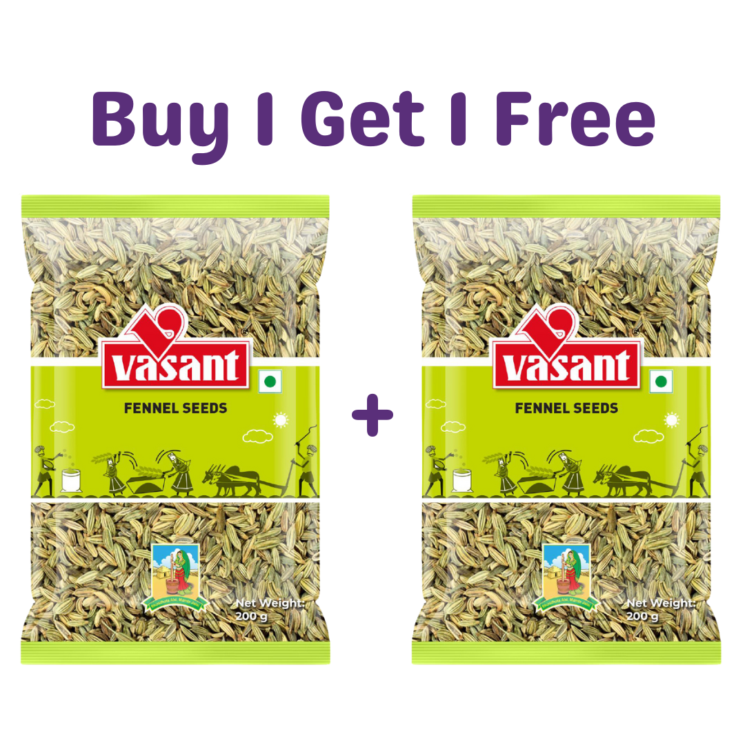 Vasant Pure Lakhnavi Fennel Seeds 200g (Buy 1 Get 1 Free) seeds Organichub