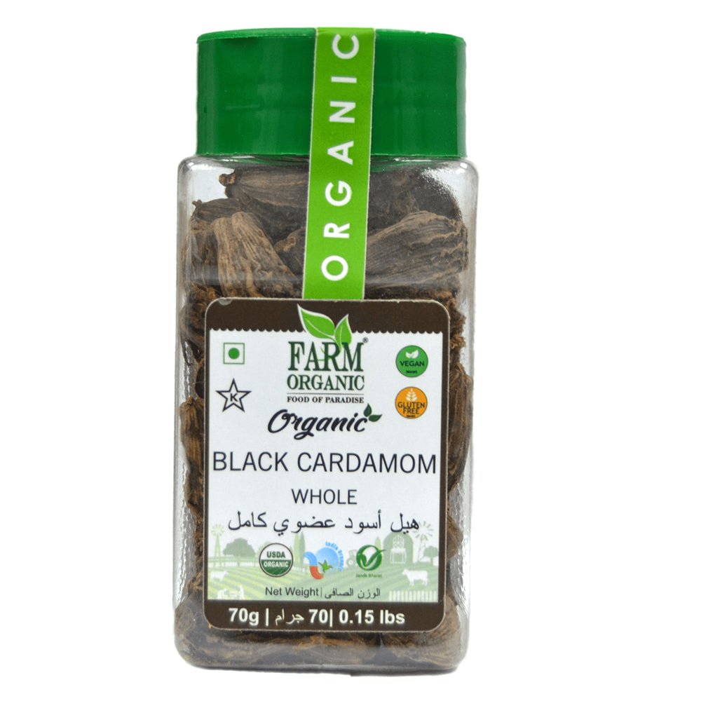 Farm Organic Gluten Free Black Cardamom - 70g herbs Organichub   