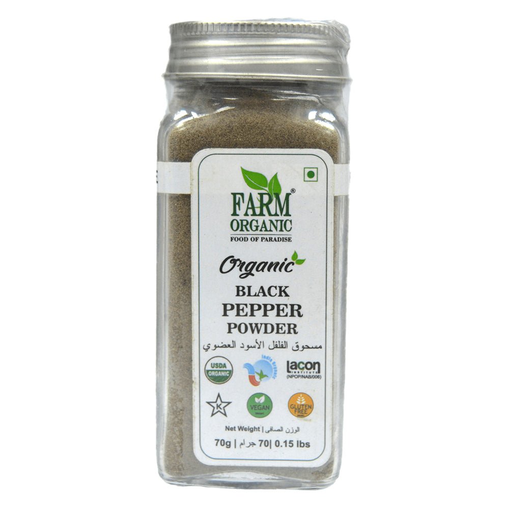 Farm Organic Gluten Free Black Pepper Powder - 70g herbs Organichub   