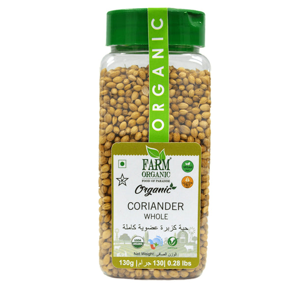 Farm Organic Gluten Free Coriander Whole - 130g (0.28 lbs) herbs Organichub   