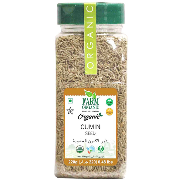 Farm Organic Gluten Free Cumin Seeds - 220g herbs Organichub   