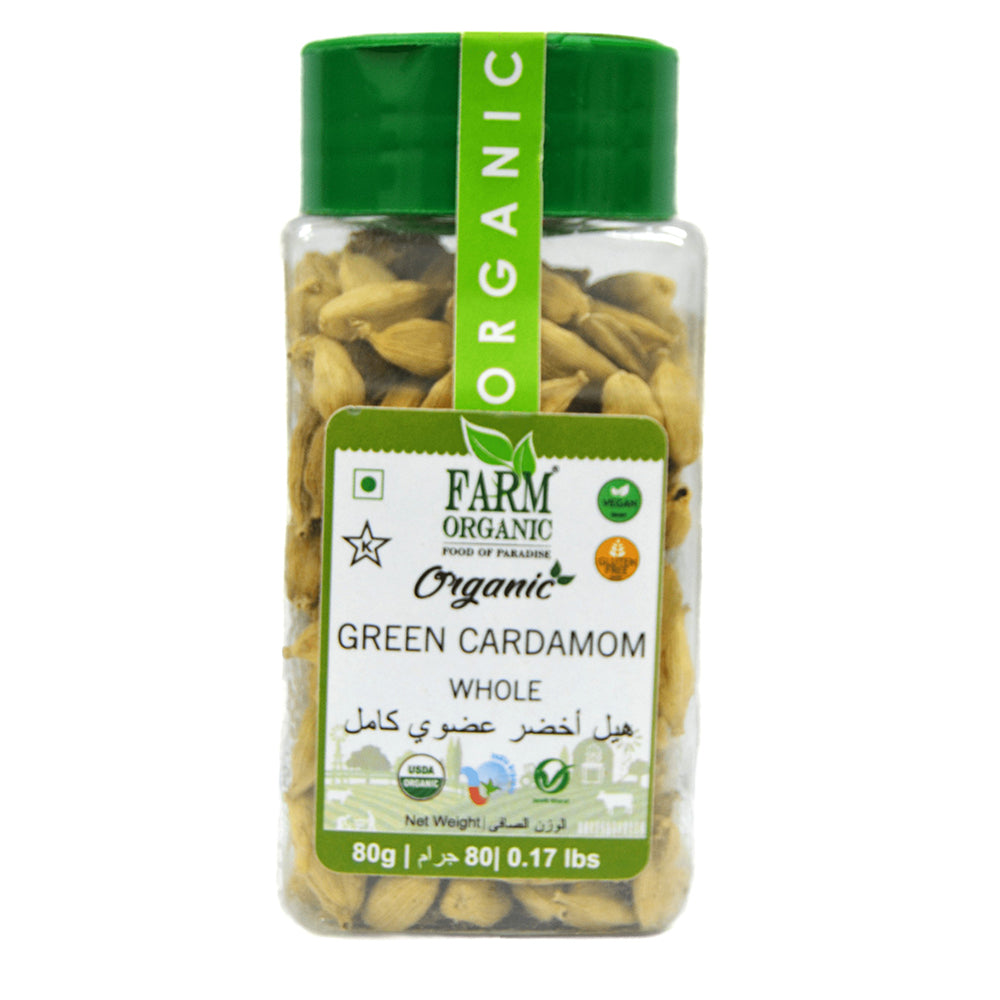 Farm Organic Gluten Free Green Cardamom Whole - 80 G (0.17 Lbs) herbs Organichub   