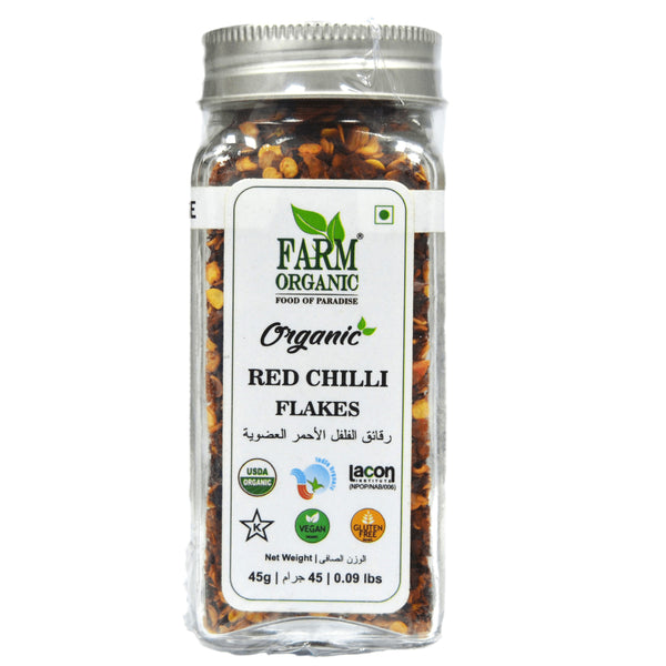 Farm Organic Gluten Free Red Chili Flakes - 45g Flakes Organichub   