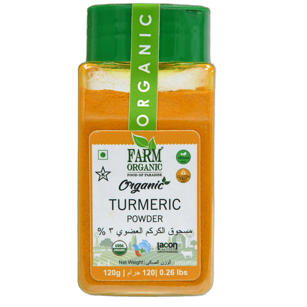 Farm Organic Gluten Free Turmeric Powder 3% - 120g herbs Organichub   