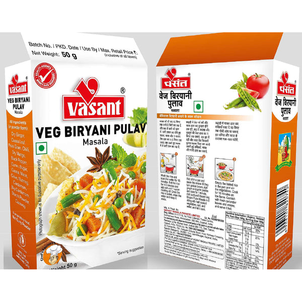 Vasant Pure Veg Biryani Pulav Masala 50g Biryani Pulav Masala Organichub   