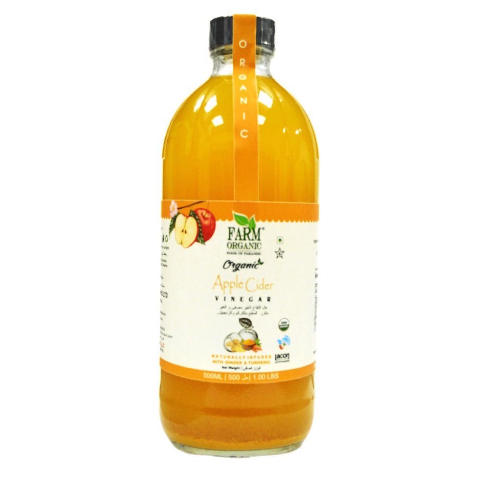 Farm Organic Gluten Free Apple Cider Vinegar Infused with Ginger & Turmeric 500 ml Vinegar Organichub   
