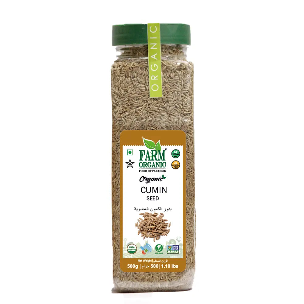 Farm Organic Gluten Free Cumin Seeds - 500 g herbs Organichub   
