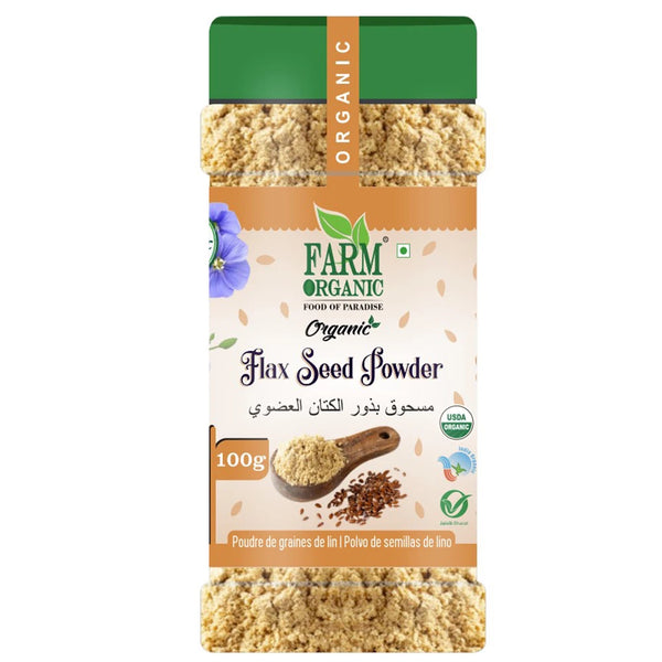Farm Organic Gluten Free Flax Seed Powder - 100g Powder Organichub   