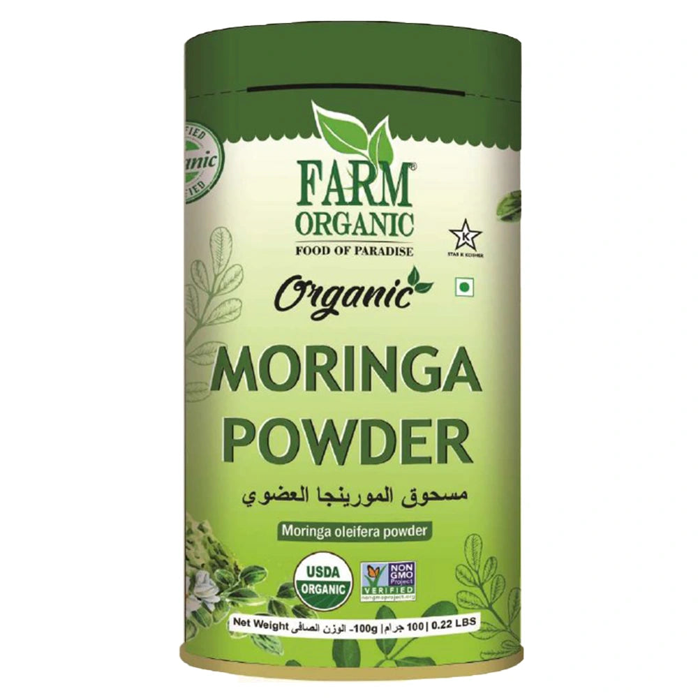 Farm Organic Gluten Free Moringa Powder - 100g Moringa Powder Organichub   