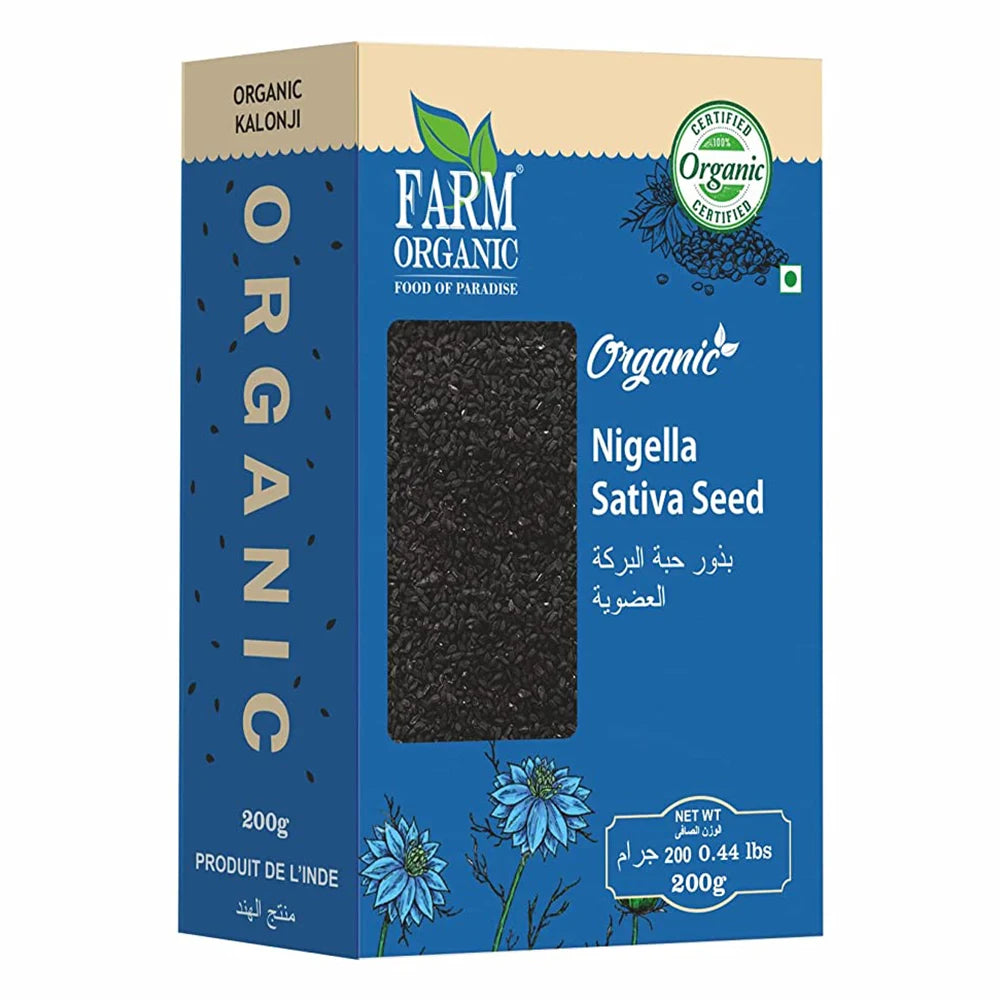 Farm Organic Gluten Free Nigella Sativa Seeds (Kalonji) - 200g Nigella Sativa Seed Organichub   