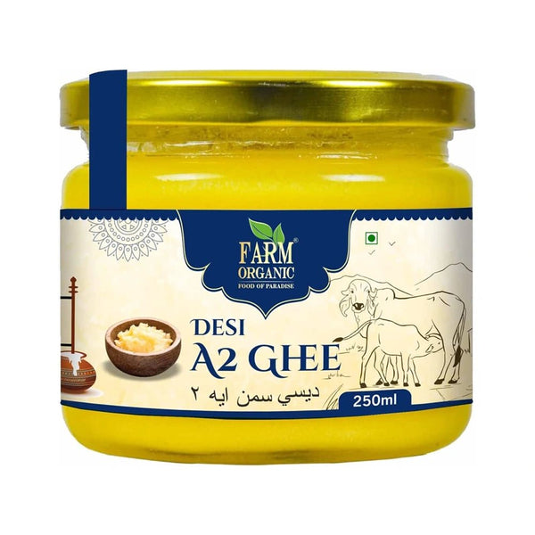 Farm Organic Desi A2 Ghee - 250 ml Ghee Organichub   