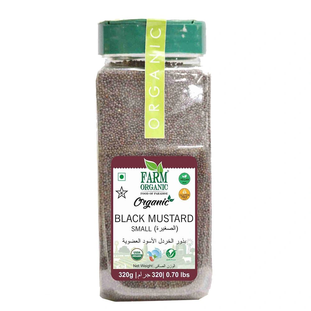Farm Organic Gluten Free Black Mustard Seeds (Small) - 320g herbs Organichub   