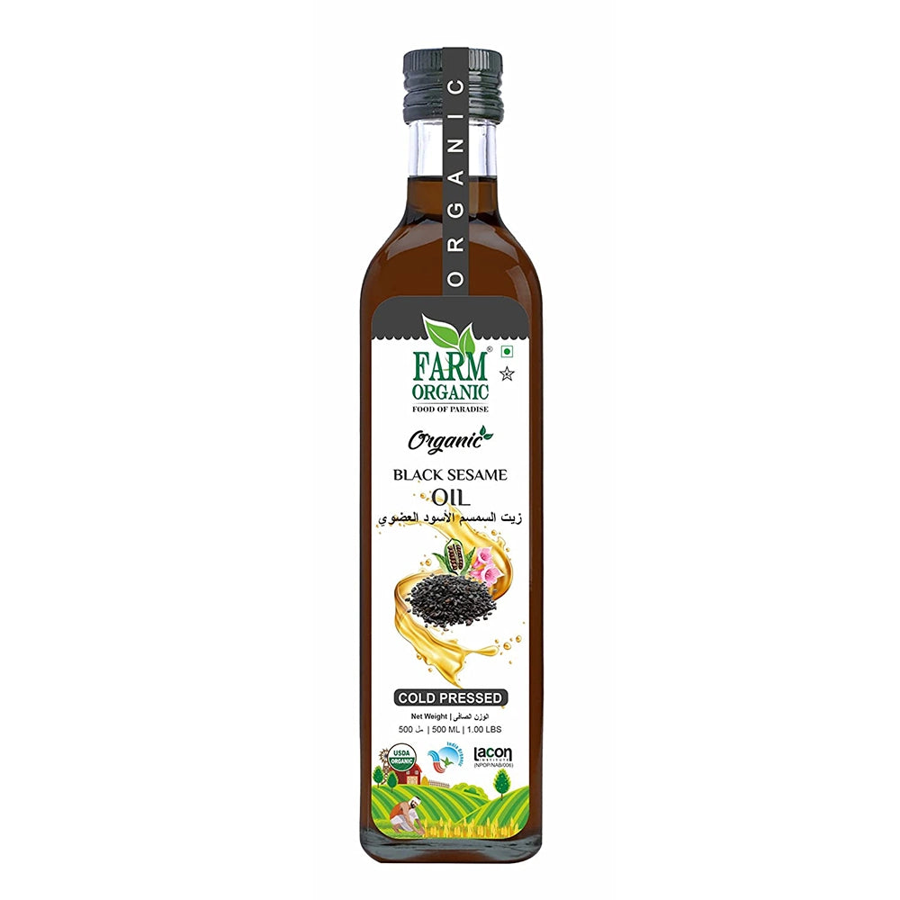 Farm Organic Gluten Free Black Sesame Oil - 500ml -(Cold Pressed) Mustard Oil Organichub   