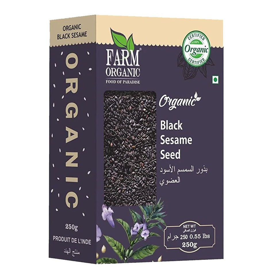Farm Organic Gluten Free Black Sesame Seed - 250g seeds Organichub   