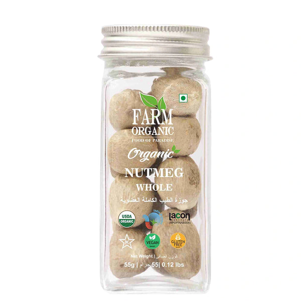 Farm Organic Gluten Free Nutmeg Whole - 55g herbs Organichub   
