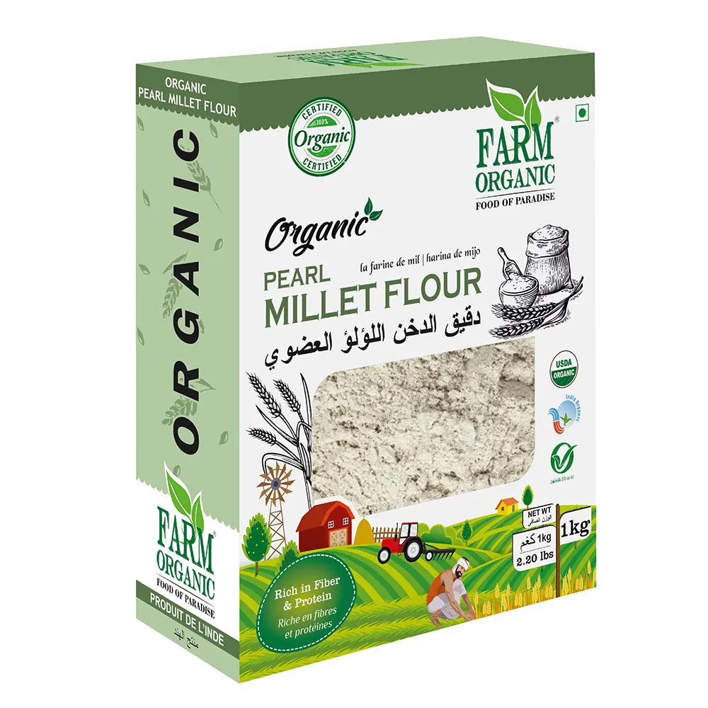 Farm Organic Gluten Free Pearl Millet Flour - 1kg flour Organichub   