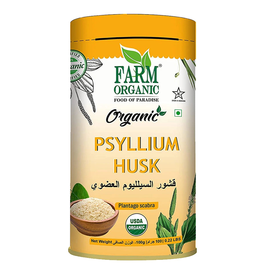 Farm Organic Gluten Free Psyllium Husk - 100 G Powder Organichub   