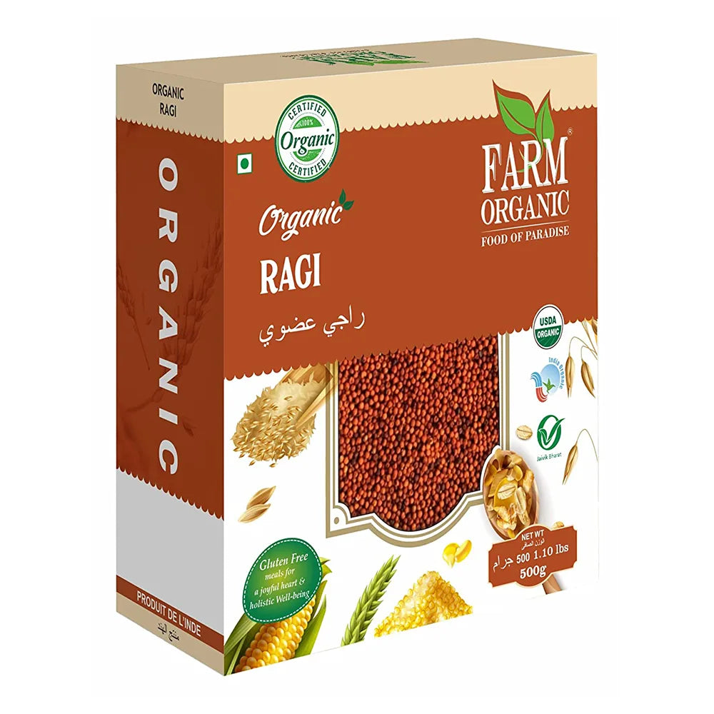 Farm Organic Gluten Free Ragi Whole - 500g Ragi Whole Organichub   