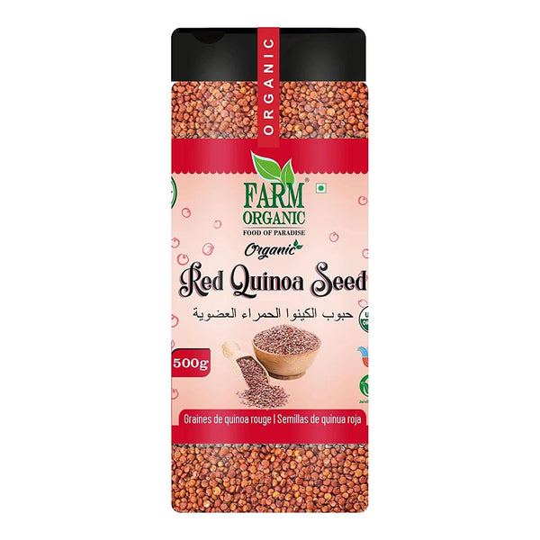 Farm Organic Gluten Free Red Qunioa Seeds- 500 G Superfood Organichub   