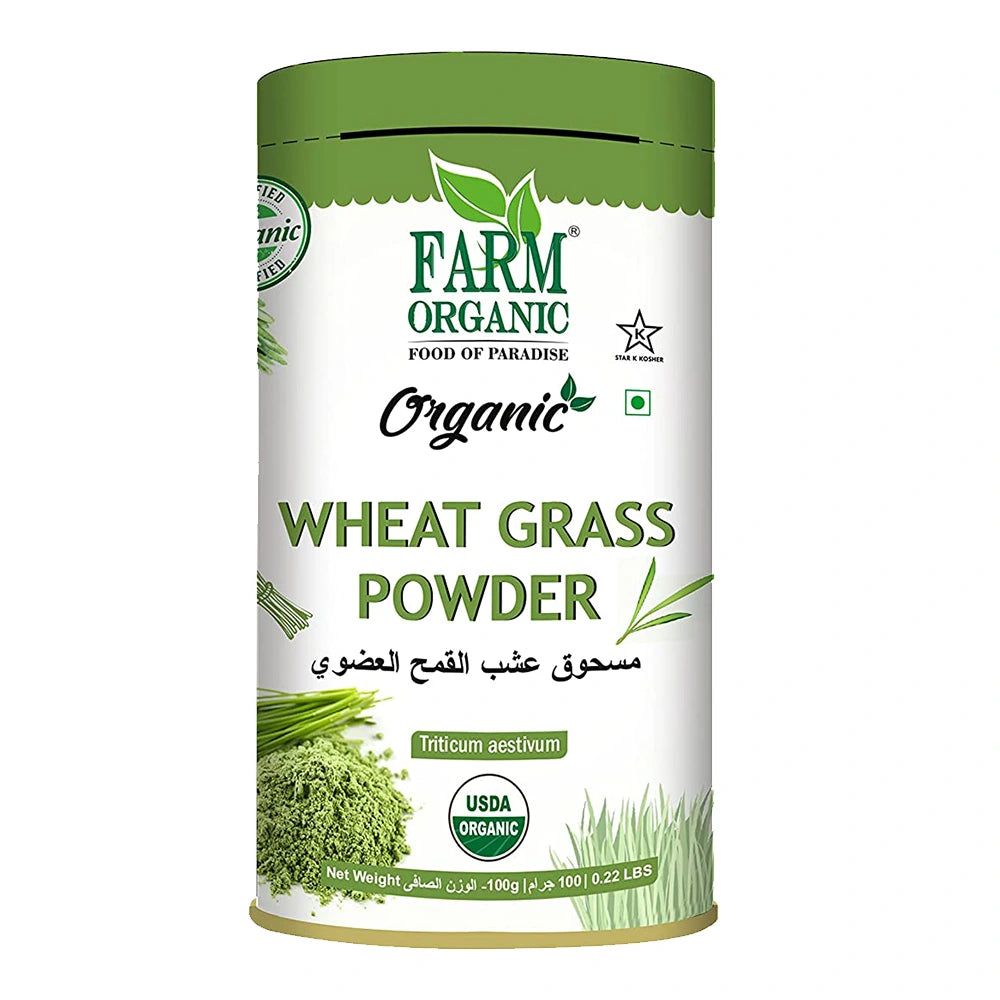 Farm Organic Gluten Free Wheatgrass Powder - 100g Powder Organichub   