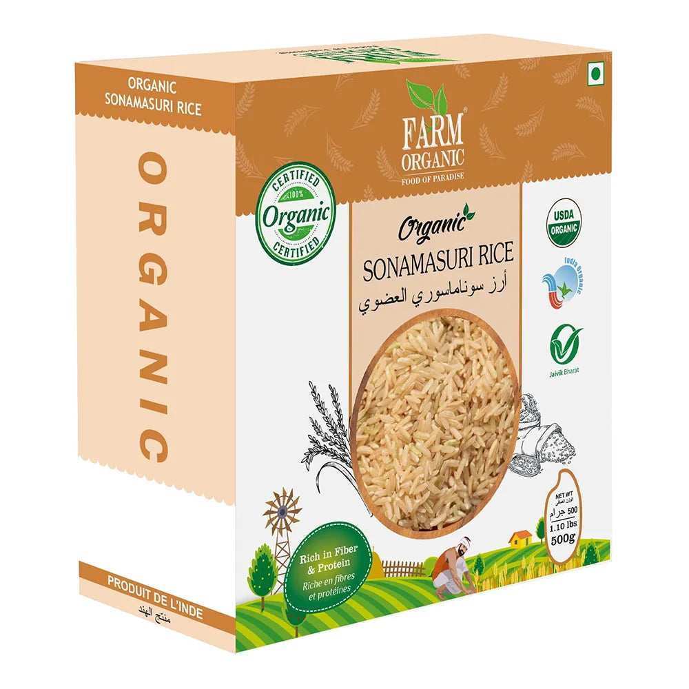 Farm Organic Gluten Free Sonamasuri Rice - 500g Sonamasuri Rice Organichub   